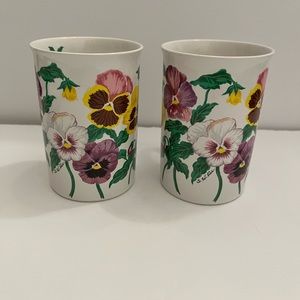 Vintage 1992 Potpourri Press Pansies Coffee Mug Teacup Floral Pattern Purple 8oz